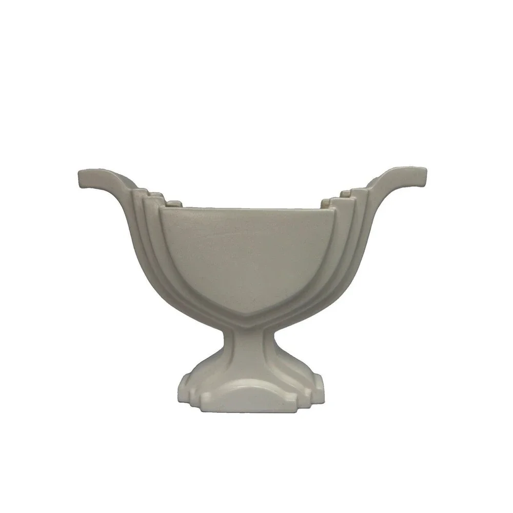 Global Views Matte White Ceramic Flat Vase Modern Architectural Design 9” Tall